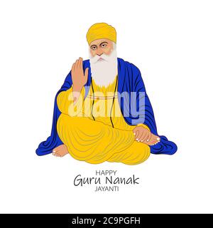 Guru nanak jayanti Gurpurab, auch bekannt als Prakash Utsav Guru Nanak Jayanti, feiert die Geburt des ersten Sikh Guru Stock Vektor