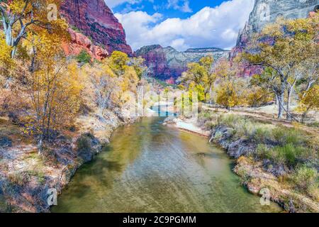 North Fork Virgin River im Zion National Park. Utah. USA Stockfoto