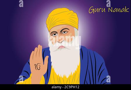 Guru nanak jayanti Gurpurab, auch bekannt als Prakash Utsav Guru Nanak Jayanti, feiert die Geburt des ersten Sikh Guru Stock Vektor