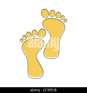 Vektorsymbol für Fußabdruck auf weißem Hintergrund isoliert. Fußabdruck-Symbol. Gelbe Silhouette der Fußabdruck. Human Footprint. Footprint ClipArt Stock Vektor