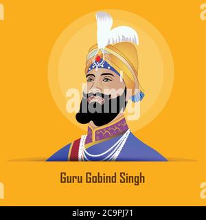 Vektor-Illustration eines Banners für Happy Guru Gobind Singh Jayanti Festival der Sikh Feier Stock Vektor