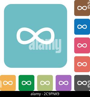 Infinity Symbol weiße flache Symbole auf farbigen gerundeten quadratischen Hintergründen Stock Vektor