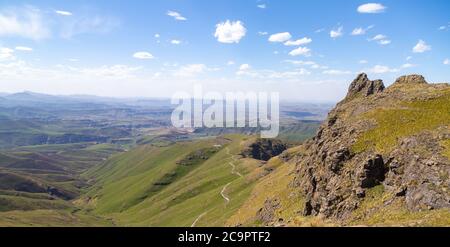 Panorama auf der Sentinel Peak Wanderung, Royal Natal National Park, KwaZulu-Natal, Südafrika Stockfoto
