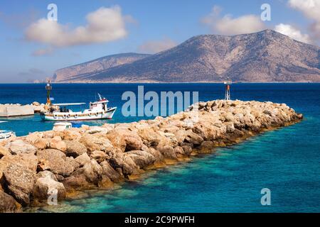 Fischerhafen in Chora, Pano Koufonisi Insel, Griechenland Stockfoto