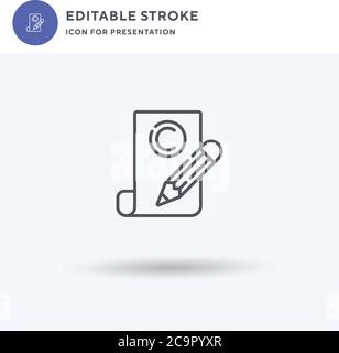 Copyright Icon Vektor, gefüllt flaches Zeichen, solides Piktogramm isoliert auf weiß, Logo-Illustration. Copyright-Symbol für Präsentation. Stock Vektor