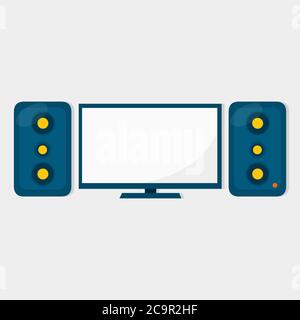Symbol für isolierte Vektorgrafik für das Home Entertainment-System in flacher Ausführung Stock Vektor