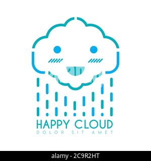 Happy Clouds sind regen grün Lächeln Logo Stock Vektor