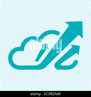 Erhöhung des grünen Cloud-Logos für mehr Umsatz und verbesserte Systemsicherheit Stock Vektor