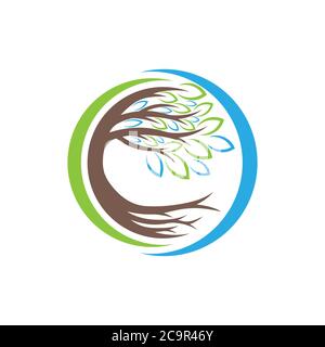 Baum Logo Design Vektor Illustration. Abstract Tree Logo Vektor in kreatives Design-Konzept für Natur, Landwirtschaft und Landwirtschaft. Strukturlogo, Symbol, Stock Vektor