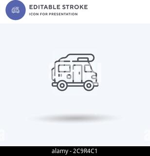 Campervan Symbolvektor, gefülltes flaches Schild, solides Piktogramm isoliert auf weiß, Logo-Illustration. Campervan Symbol für Präsentation. Stock Vektor