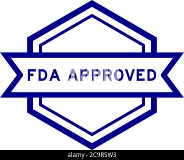 Sechseck vintage Label Banner in blauer Farbe mit Wort FDA zugelassen auf weißem Hintergrund Stock Vektor