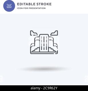 Wasserfall-Symbolvektor, gefülltes flaches Schild, solides Piktogramm isoliert auf Weiß, Logo-Illustration. Wasserfall-Symbol für Präsentation. Stock Vektor