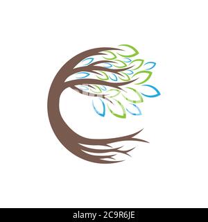 Baum Logo Design Vektor Illustration. Abstract Tree Logo Vektor in kreatives Design-Konzept für Natur, Landwirtschaft und Landwirtschaft. Strukturlogo, Symbol, Stock Vektor