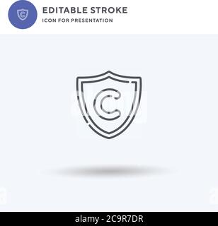 Copyright Icon Vektor, gefüllt flaches Zeichen, solides Piktogramm isoliert auf weiß, Logo-Illustration. Copyright-Symbol für Präsentation. Stock Vektor