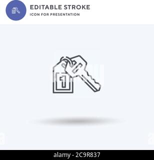 Hotel Key Icon Vektor, gefülltes flaches Schild, solides Piktogramm isoliert auf weiß, Logo Illustration. Hotel Key Symbol für Präsentation. Stock Vektor