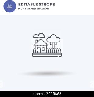 Landland-Symbolvektor, gefülltes flaches Schild, solides Piktogramm isoliert auf Weiß, Logo-Illustration. Landschaftssymbol zur Präsentation. Stock Vektor