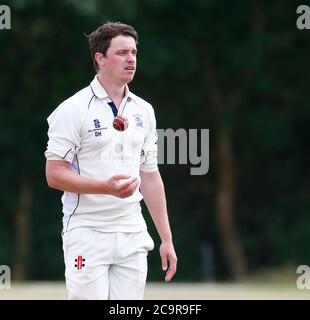 BILLERICAY, Vereinigtes Königreich, AUGUST 01:David Houghton von Billericay CC während Shepherd Neame Essex Cricket League Gooch Division zwischen Billericay CC Stockfoto