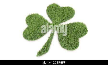 Gras bilden Kleeblatt Form. St. Patrick's Day. 3D-Rendering. Stockfoto