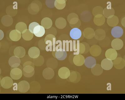 goldene und blaue Bokeh Lichter Kreise auf beige Gold Hintergrund abstrakte Feier Hintergrund Stockfoto