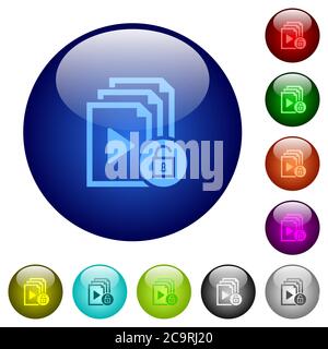 Entsperren Sie die Playlist-Symbole auf runden Farbgläsern Stock Vektor
