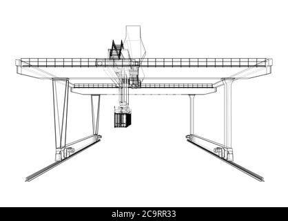Umriss des Portalbehälters auf der Schiene Stock Vektor