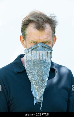 Schauspieler Jason Flemyng, 53, fotografiert mit sozialer Distanzierung während des Lockdown in London, 18. Mai 2020. Stockfoto