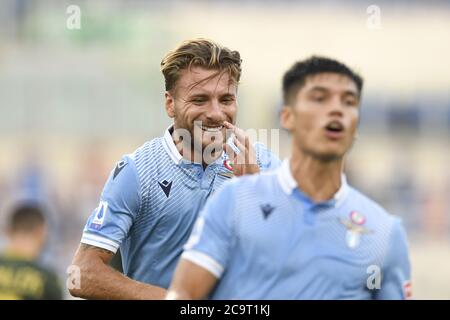 Ciro unbeweglich (SS Lazio) Glück während Lazio vs Brescia, italienische Serie A Fußballspiel, Rom, Italien, 29 Jul 2020 Stockfoto