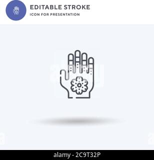 Henna Painted Hand Icon Vektor, gefüllt flaches Zeichen, solides Piktogramm isoliert auf weiß, Logo-Illustration. Henna gemalte Hand Symbol für die Präsentation. Stock Vektor