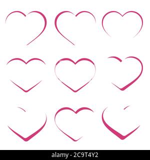 Schöne defferent Stil Herz Cliparts Vektor-Design. Stock Vektor