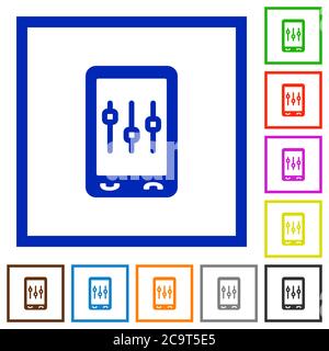 Mobile Optimierung flacher Farbsymbole in quadratischen Rahmen auf weißem Hintergrund Stock Vektor