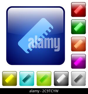 Linealsymbole in abgerundeter quadratischer Farbe, glänzend, mit Knöpfen Stock Vektor