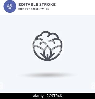 Blumenkohl-Symbolvektor, gefülltes flaches Zeichen, solides Piktogramm isoliert auf Weiß, Logo-Illustration. Blumenkohl-Symbol für die Präsentation. Stock Vektor