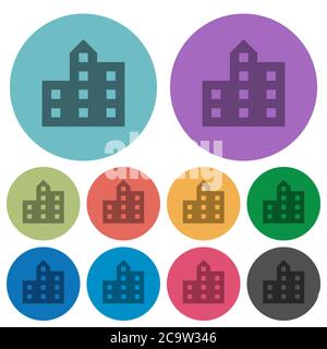 Stadt Silhouette dunklere flache Symbole auf Farbe runden Hintergrund Stock Vektor