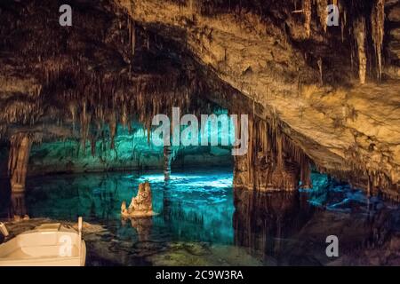 Berühmte Höhle Cuevas del Drach in Porto Christo Mallorca,.Drachenhöhlen. Stockfoto