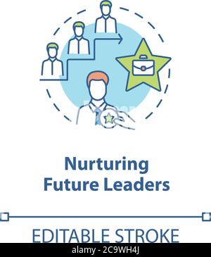 Symbol für das Konzept „Nurturing Future Leaders“. Ausbildung für berufliche Weiterentwicklung. Schulung für Corporate Executive Idea Thin Line Illustration. Vektor-isolierter Ausg Stock Vektor
