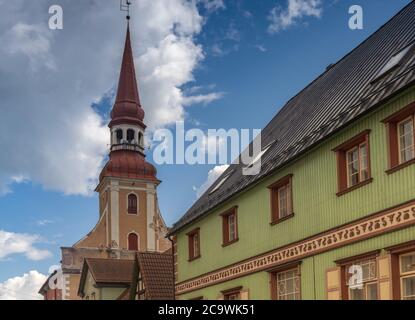 Altstadt von Parnu, die viertgrößte Stadt Estlands und ein beliebter Ferienort mit einer charmanten Altstadt und großen Stränden an der Ostsee. Stockfoto