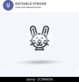 Bunny Icon Vektor, gefüllt flaches Zeichen, solides Piktogramm isoliert auf weiß, Logo-Illustration. Bunny Symbol für die Präsentation. Stock Vektor