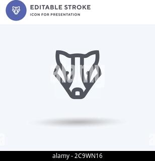 Dachs-Symbolvektor, gefülltes flaches Zeichen, solides Piktogramm isoliert auf Weiß, Logo-Illustration. Dachs-Symbol zur Präsentation. Stock Vektor