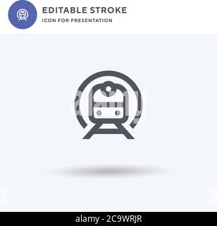 Metro-Symbolvektor, gefülltes flaches Schild, solides Piktogramm isoliert auf weiß, Logo-Illustration. Metro-Symbol für die Präsentation. Stock Vektor
