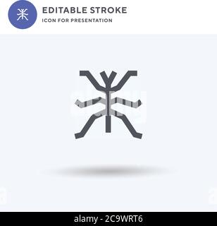 Walkingstick Icon Vektor, gefülltes flaches Schild, solides Piktogramm isoliert auf weiß, Logo Illustration. Walkingstick-Symbol für die Präsentation. Stock Vektor