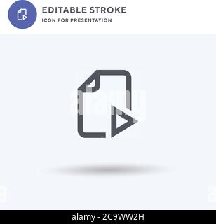 Video Datei Icon Vektor, gefüllt flache Zeichen, solides Piktogramm isoliert auf weiß, Logo Illustration. Symbol für Videodatei für Präsentation. Stock Vektor