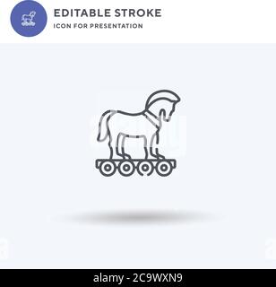 Trojan Horse Icon Vektor, gefüllt flache Zeichen, solide Piktogramm isoliert auf weiß, Logo-Illustration. Trojanisches Pferd Symbol für Präsentation. Stock Vektor