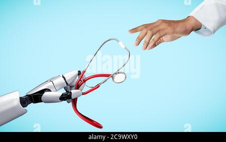 3D Rendering medizinische künstliche Intelligenz Roboter Stockfoto