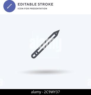 Bleistift-Symbol-Vektor, gefüllt flache Zeichen, solide Piktogramm isoliert auf weiß, Logo-Illustration. Bleistiftsymbol für die Präsentation. Stock Vektor