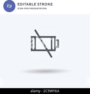 Symbolvektor für niedrigen Akkuladestand, gefülltes flaches Schild, solides Piktogramm isoliert auf Weiß, Logo-Abbildung. Symbol für niedrigen Akkustand für die Präsentation. Stock Vektor