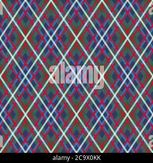 Detaillierte Rhomb nahtlose Illustration Muster als Tartan Karo vor allem in blauen und grünen Farbtönen mit roten Linien, Textur für Flanell Shirt, Karo, Tischl Stock Vektor