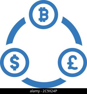 Symbol für Bitcoin-Austausch. Wunderschöne, sorgfältig gestaltete Ikone. Gut organisierte und editierbare Vektor für jede Verwendung. Stock Vektor