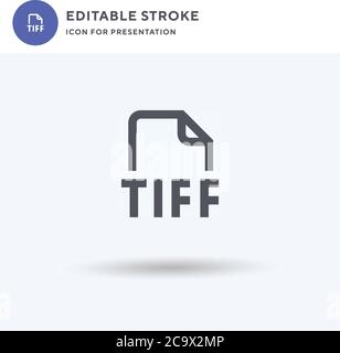 TIFF-Symbolvektor, gefülltes flaches Zeichen, solides Piktogramm isoliert auf Weiß, Logo-Illustration. TIFF-Symbol für die Präsentation. Stock Vektor