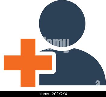 Benutzerprofil mit Symbol für die Querlinie. Arzt, Arzt im sozialen Netzwerk Symbol Stock Vektor