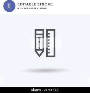 Bleistift-Symbol-Vektor, gefüllt flache Zeichen, solide Piktogramm isoliert auf weiß, Logo-Illustration. Bleistiftsymbol für die Präsentation. Stock Vektor